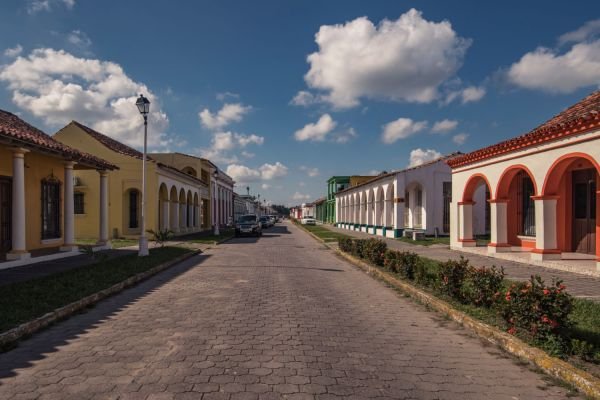 Casitas coloridas en Tlacolalpan, Veracruz